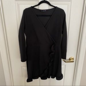 Black long sleeve ruffle dress